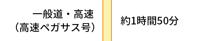 一般道・高速（高速ペガサス号） 約1時間50分